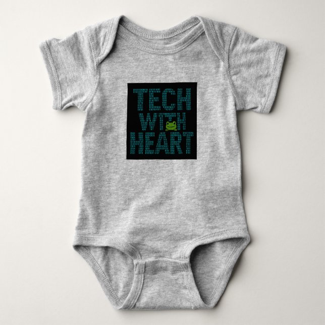 Body Para Bebê AI: Tech With Heart Frog  (Frente)