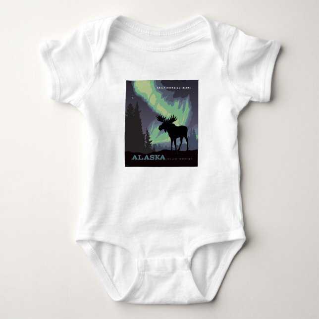 Body Para Bebê Alasca | Luzes de Norte Moose (Frente)