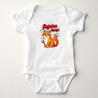 Body Para Bebê Alegre-se Sempre Gato Ruivo | Gato Cristão Fofo