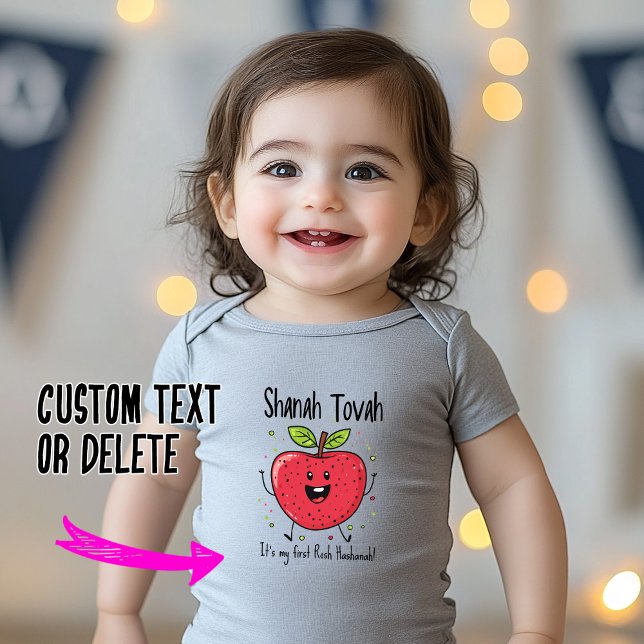 Body Para Bebê 🍎 Alegria de Apple Festiva com texto personalizad (🍎 Festive Apple Joy with custom text Baby Bodysuit)