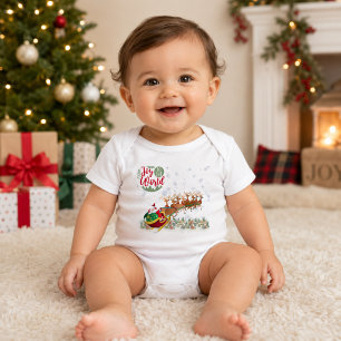Body Para Bebê Alegria para o Mundo Trenó do Papai Noel Natal