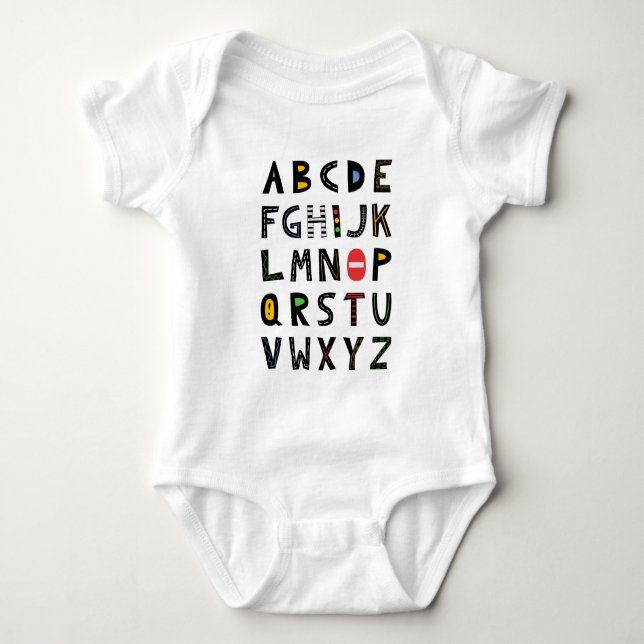 Body Para Bebê Alfabeto de Construção (Frente)