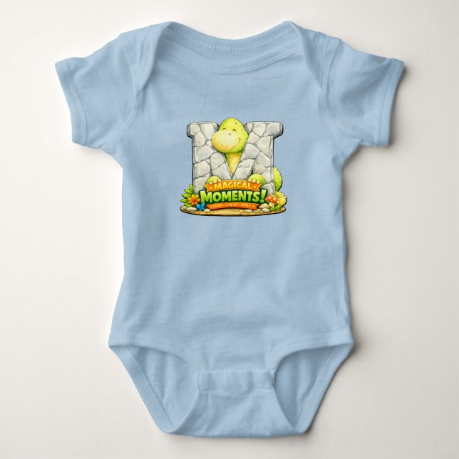 Body Para Bebê 🦕💙 Alfabeto Dino “M” Body Bebê 👶✨ (Frente)