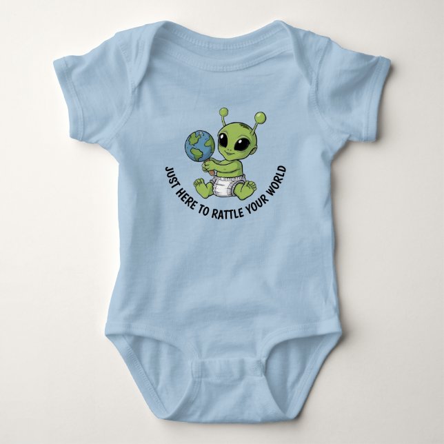 Body Para Bebê Alienígena de bebê segurando macacão (Frente)