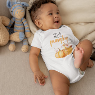 Body Para Bebê Alô Moderno Pumpkin Orange Pumpkin Com Flores
