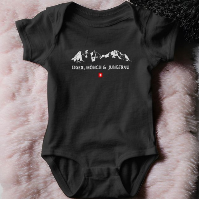 Body Para Bebê Alpes suíços | Eiger Mönch E Jungfrau | Bebê-macar (Eiger Monch Jungfrau baby bodysuit)