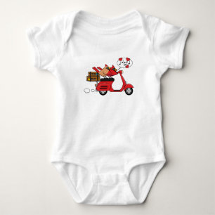 Body Para Bebê Amantes de Cardinal Vermelho no Patinete