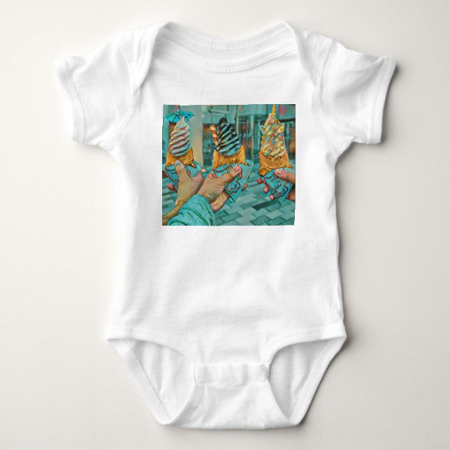 Body Para Bebê Amantes do sorvete de Verão (Frente)