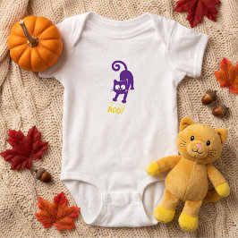 Body Para Bebê Amarelo Boo  Gato Roxo Hallowee