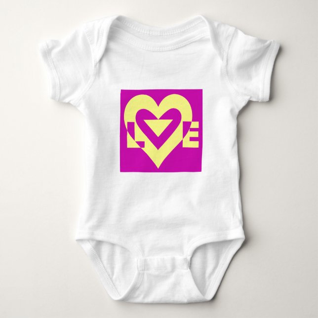 Body Para Bebê Amarelo de amor em roxo (Frente)