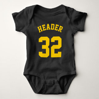 Body Para Bebê Amarelo Preto e Ouro | Sports Jersey Design
