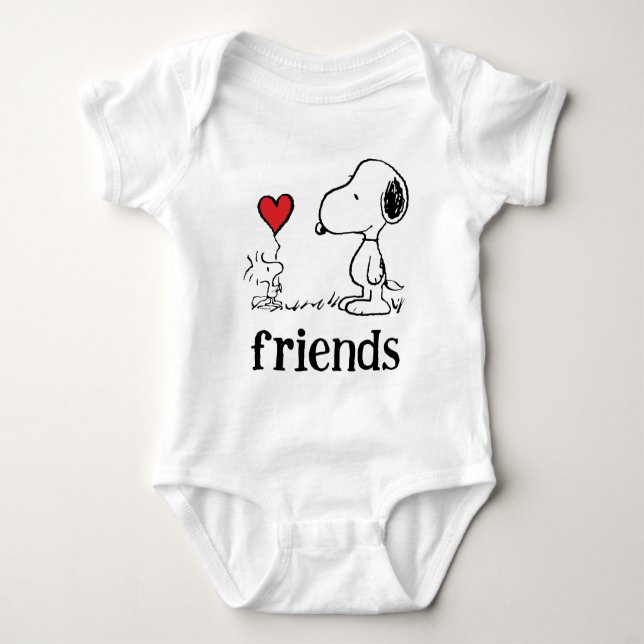 Body Para Bebê Amendoins | Amigos de Snoopy & Woodstock (Frente)