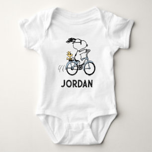 Body Para Bebê Amendoins   Bicicleta Snoopy & Woodstock