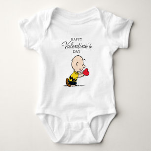 Body Para Bebê Amendoins   Dia de os namorados Charlie Brown Red 