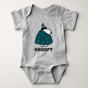 Body Para Bebê Amendoins Jaqueta Puffer de inverno de Snoopy