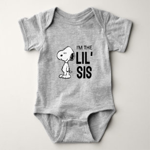 Body Para Bebê Amendoins Snoopy Eu sou a Irmã Mais Nova