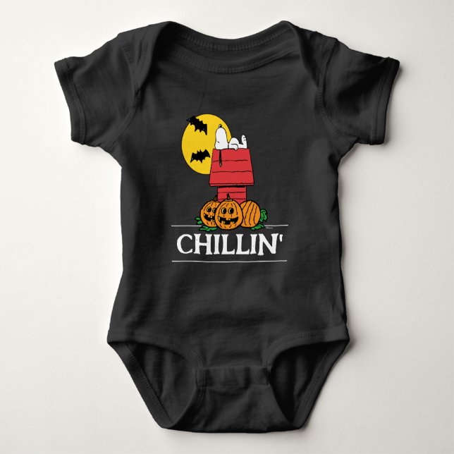 Body Para Bebê Amendoins | Snoopy Halloween Doghouse (Frente)