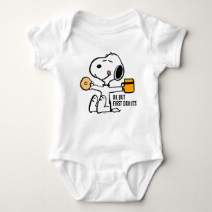 Body Para Bebê Amendoins Snoopy OK Mas Primeiro Café