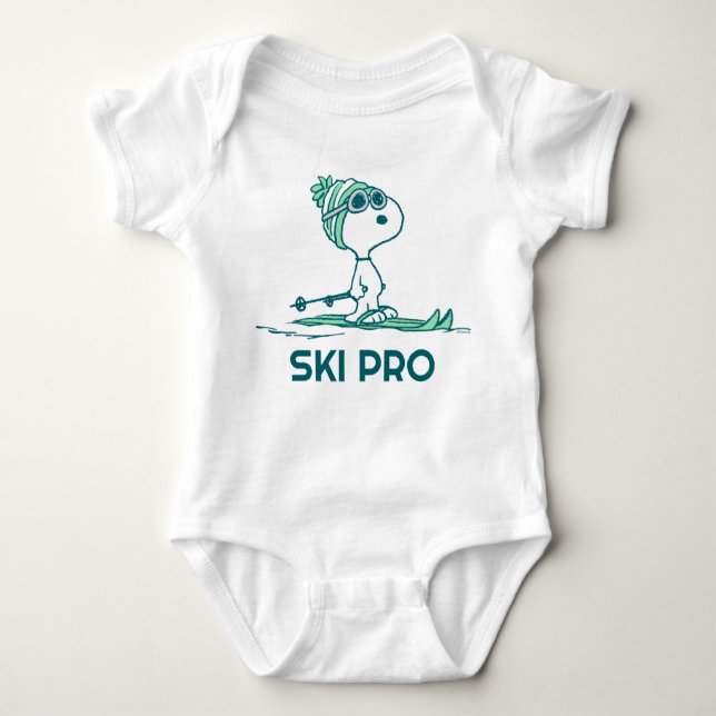 Body Para Bebê Amendoins | Snoopy on Skis (Frente)