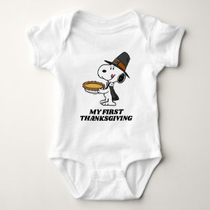 Body Para Bebê Amendoins Snoopy Pilgrim - Ação de Graças Às Min