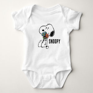Body Para Bebê Amendoins Snoopy Stop & Smell the Flowers