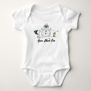 Body Para Bebê Amendoins   Snoopy & Woodstock Construir Um Neve