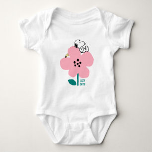 Body Para Bebê Amendoins Snoopy & Woodstock Nap na Flor Rosa