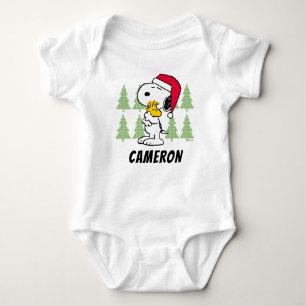Body Para Bebê Amendoins Snoopy & Woodstock Santa Claus Hug