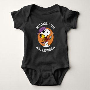 Body Para Bebê Amendoins   Snoopy & Woodstock viciado no Hallowee