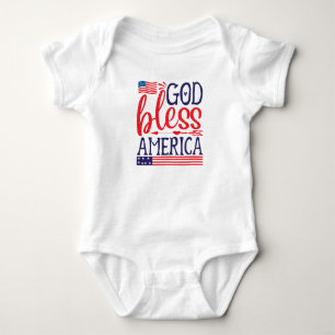 Body Para Bebê América deus abençoe com bandeira