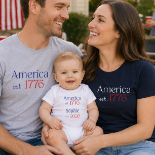 Body Para Bebê América é 1776 Nome do Bebê é 2026 4 de Julho