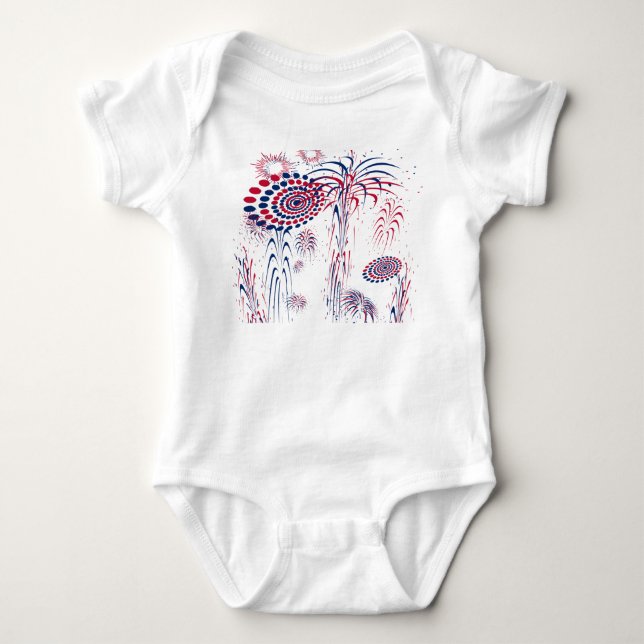 Body Para Bebê  America Patriotic Fireworks 4th of July  (Frente)