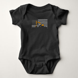 Body Para Bebê American Flag Excavator US Flag Construction