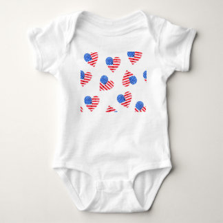 Body Para Bebê American Flag Hearts Watercolor.
