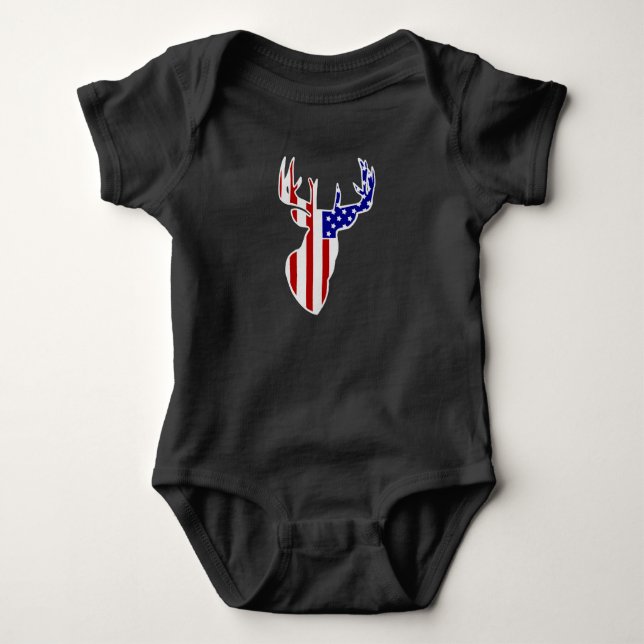 Body Para Bebê American Flag Whitetail Buck (Frente)