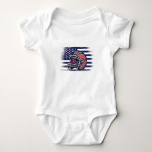 Body Para Bebê American Football Fan Jersey Shirt USA Flag