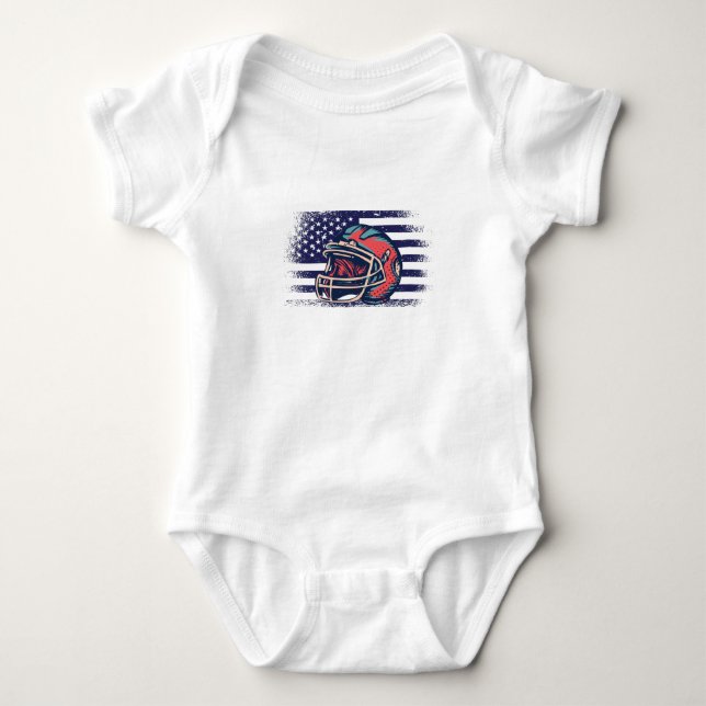 Body Para Bebê American Football Fan Jersey Shirt USA Flag (Frente)