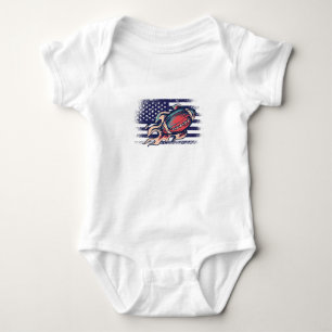 Body Para Bebê American Football Fan Jersey Shirt USA Flag