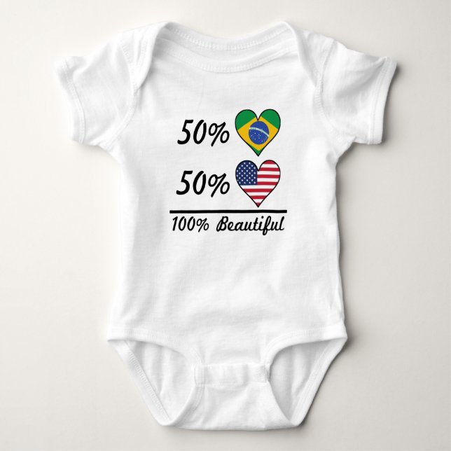 Body Para Bebê Americano do brasileiro 50% de 50% 100% bonito (Frente)