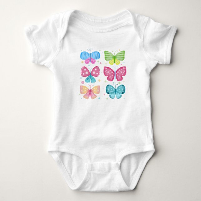 Body Para Bebê Amigos Coloridos do Flutter (Frente)