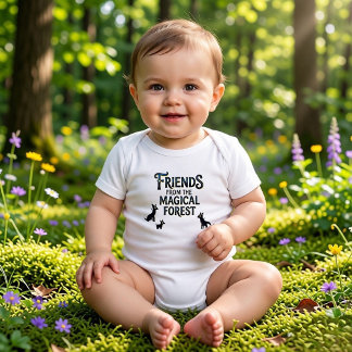 Body Para Bebê Amigos Fofos da Silhueta da Floresta Mágica