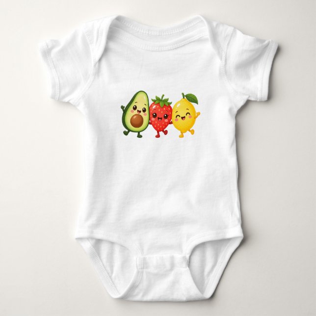 Body Para Bebê Amigos Frutíferos Felizes (Frente)
