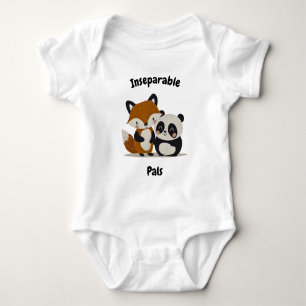 Body Para Bebê Amigos Inseparáveis Raposa & Panda - Animais Fofin