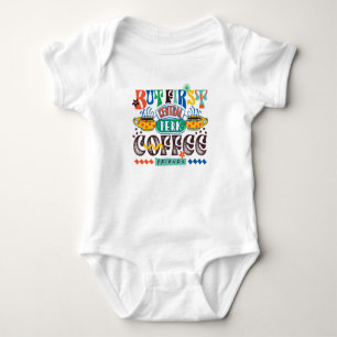 Body Para Bebê AMIGOS™   Mas Primeiro Gráfico Vibrante De Café