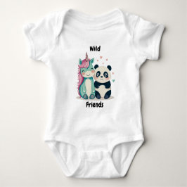 Body Para Bebê Amigos Selvagens Unicórnio e Panda Amigos Animais 