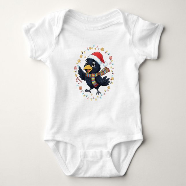 Body Para Bebê AMITA | Cheerful Crow - Holiday Lights (Frente)