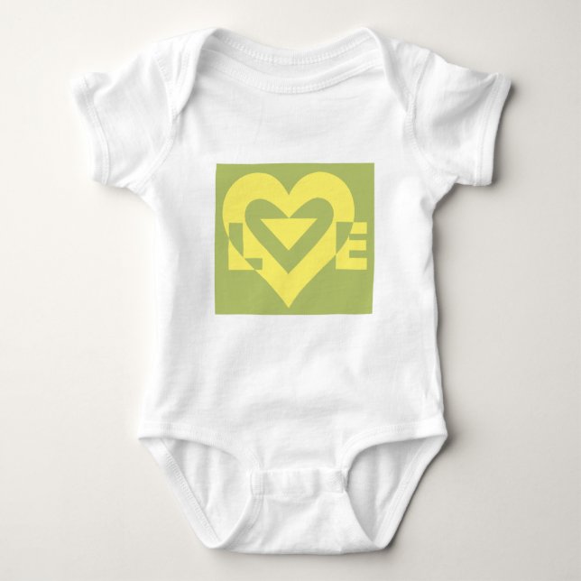 Body Para Bebê Amor Amarelo em Sage Green (Frente)