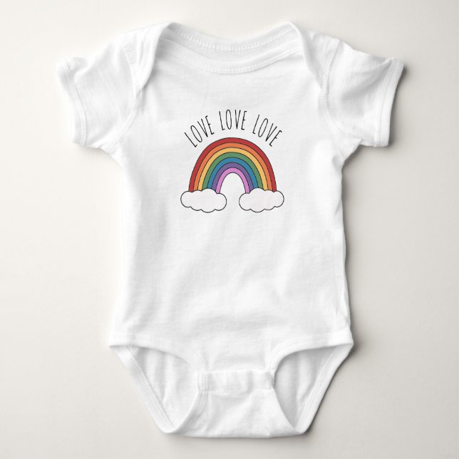 Body Para Bebê Amor Amor Amor Arco-íris (Frente)
