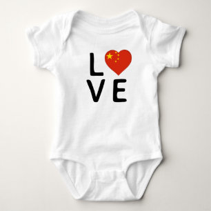 Body Para Bebê Amor - Bandeira da China
