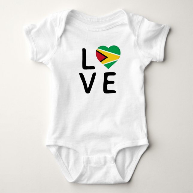 Body Para Bebê Amor - Bandeira da Guiana (Frente)
